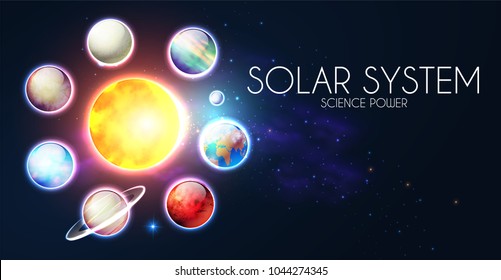 Solar System Elegant Realistic Planets Shining Stock Vector (Royalty ...