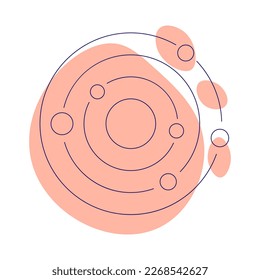 Solar system. Esoteric symbol. Hand drawn linear vector illustration