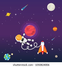 Solar system exploration eps10 editable vector. Idea for space journey info graphic concept.