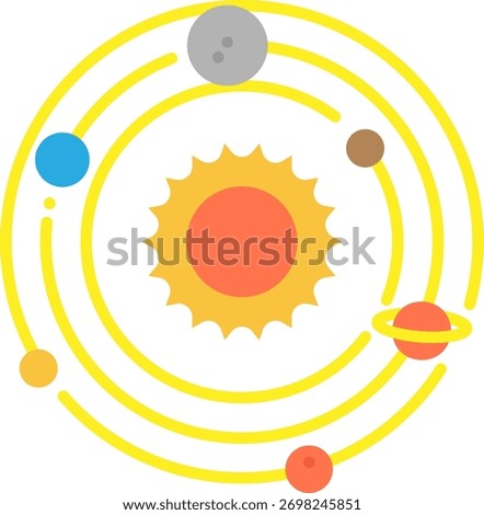Solar System Flat Design Illustration