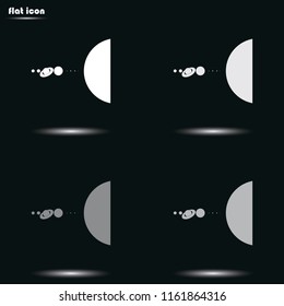 Solar system flat grayscale vector icon.