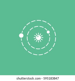 Solar System Flat Icon On Green Background