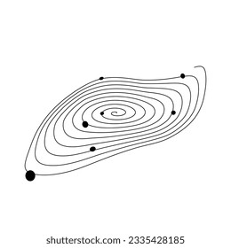 Signo de contorno del símbolo lineal futurista del sistema solar Ilustración vectorial