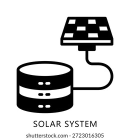 Sistema Solar Glyph Icon Mini Ilustração, Use Para Conceito Moderno, Imprimir, Ui, Kit Ux, Web E Desenvolvimento De Aplicações. Vetor Relacionado À Tecnologia Verde E Mais