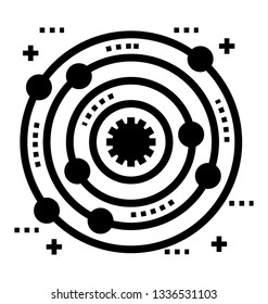 Solar system, glyph icon, planetary system