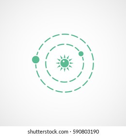 Solar System Green Flat Icon On White Background