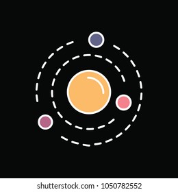 Solar system icon. Cartoon Solar system vector icon for web design isolated on black background