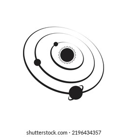 Solar system icon design. Galaxy simple icon. The planets revolve around. isolated on white background