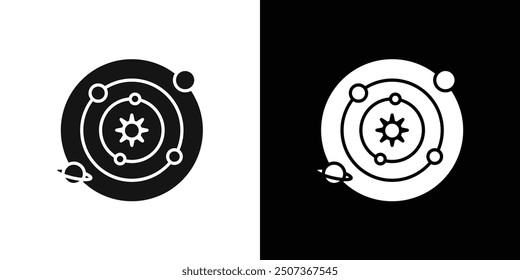 Solar System icon flat line symbol set.