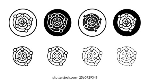 Solar System icon Flat outline fill set collection