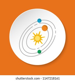 Solar system icon in flat style on round button