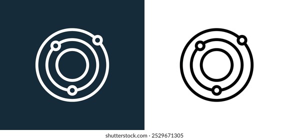 ícone do sistema solar isolado em cores brancas e pretas. sistema solar delineia ícone vetorial linear da coleção astronomia para aplicativos móveis, web e ui.