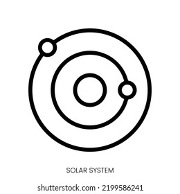 solar system icon. Line Art Style Design Isolated On White Background