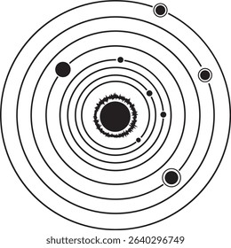 solar system icon, planetary system icon.