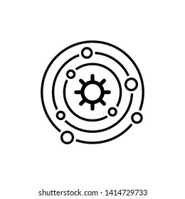 Solar system icon. The planets revolve around the star. Science icon : Galaxy design trendy.