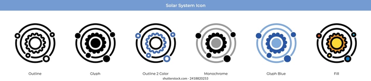 Solar System Icon Set Vector Design