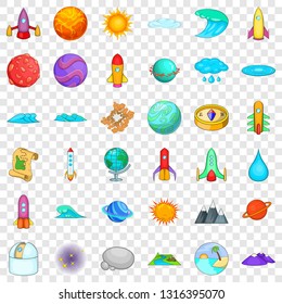 Solar system icons set. Cartoon style of 36 solar system vector icons for web for any design