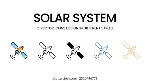 Solar System icons set five different style vector stock illustration
