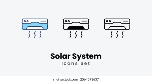 Solar System Icons thin line and glyph vector icon stock illustration