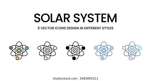 Solar System icons vector set stock illustration.