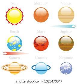 Solar system illustration icons. 