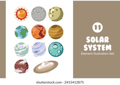 Solar System Illustration Set. These illustrations are perfect for any creative project. You can easily edit it