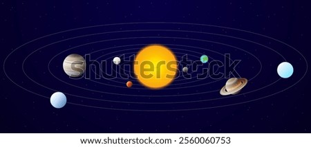  Solar System Illustration with the Sun and Planets