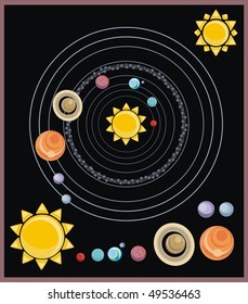 Solar system image isolated on a black background.