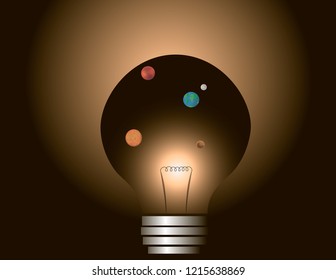 Solar system inside the light bulb