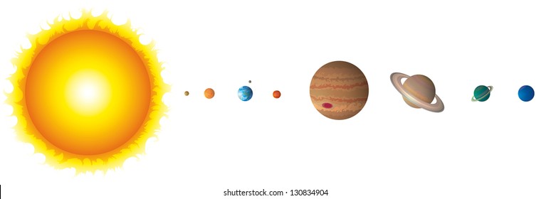 Solar System Isolated on White Vector Compatible Gradients