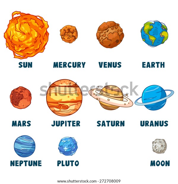 Solar System Isolated On White Background Stock Vector