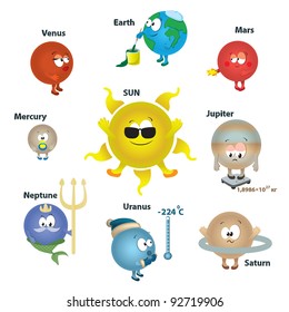 solar system for kids, card concept. planet isolated. vector illustration.