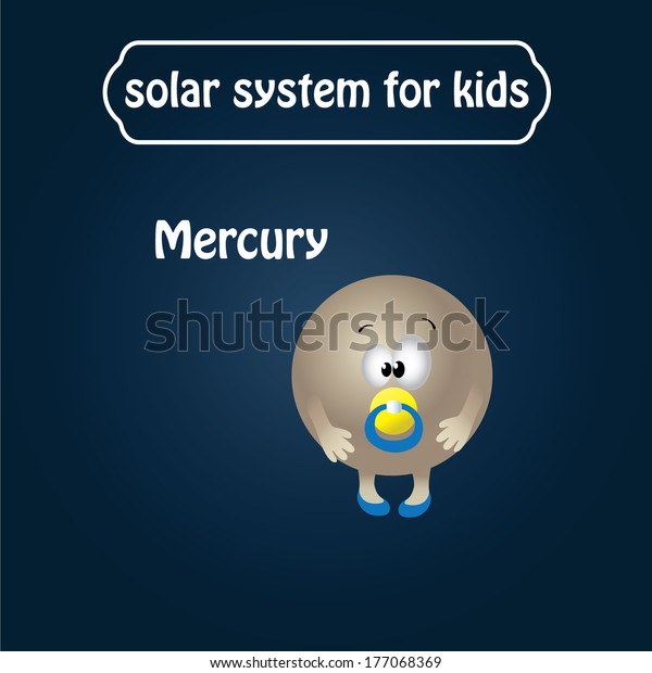 Solar System Kids Childrens Mercury Cartooning Stock Vector