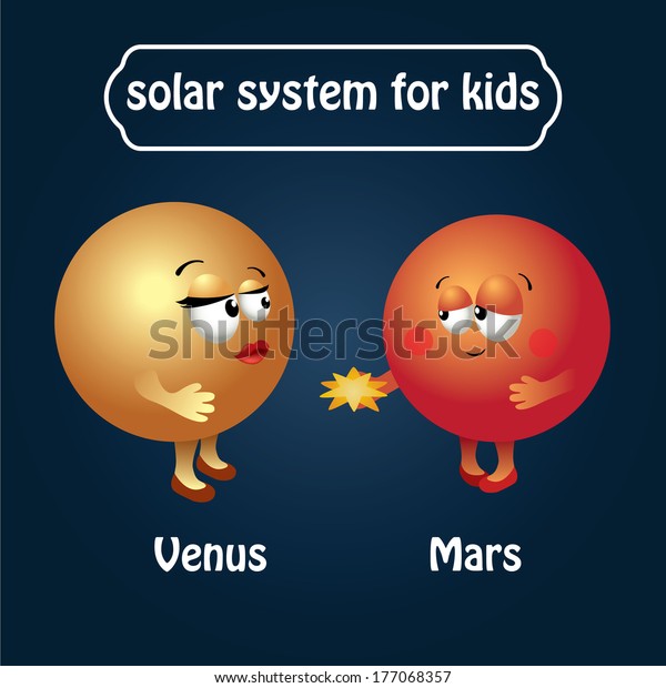 Solar System Kids Childrens Venus Mars Stock Vector Royalty