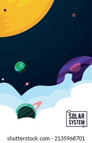 solar system lettering with planets poster