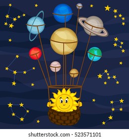 Solar system like balloon - vector illustration, eps
