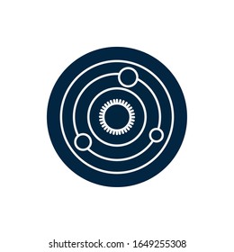 Icono de estilo de bloque de línea del sistema solar del cosmos futurista del espacio fuera del universo la aventura astronómica y el tema de exploración Ilustración vectorial
