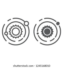 Solar system line and glyph icon, space and galaxy, universe sign, vector graphics, a linear pattern on a white background, eps 10.