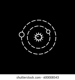 Solar System Line Icon On Black Background