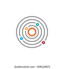 Solar system line icon, outline vector logo, linear pictogram isolated on white, pixel perfect illustration