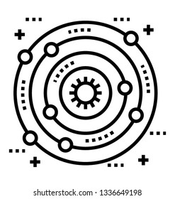 Solar system, line icon, planetary system