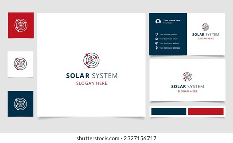 Solar system logo design with editable slogan. Branding book and business card template.