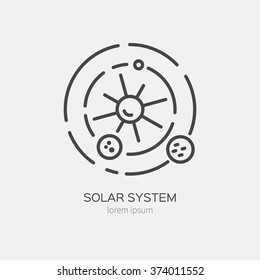 Solar System Logo Made In Trendy Line Stile Vector. Space Series.