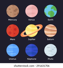 Set Planets Flat Illustration Space Objects Stock Vector (Royalty Free ...