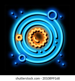 Solar System Milky Way neon light sign vector. Glowing bright icon Solar System Milky Way sign. transparent symbol illustration
