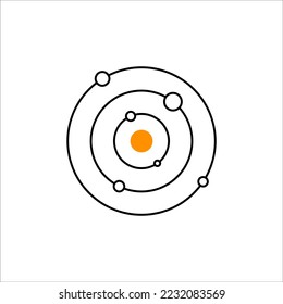 Sistema solar logotipo mínimo, sol e icono planetas. Ilustración del vector