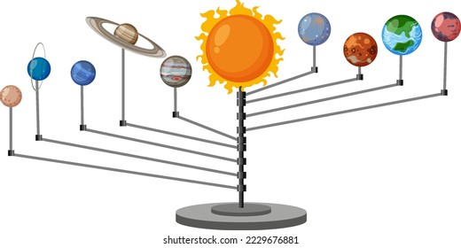 Solar system model with stand illustration