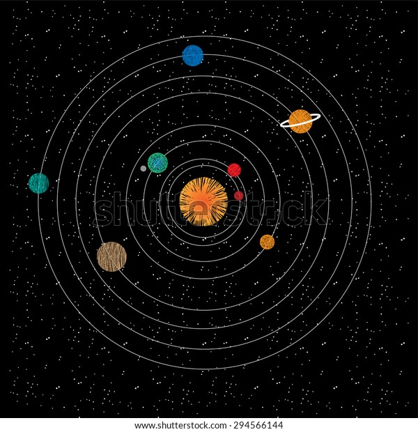 Solar System On Black Background Stars Stock Vector (Royalty Free