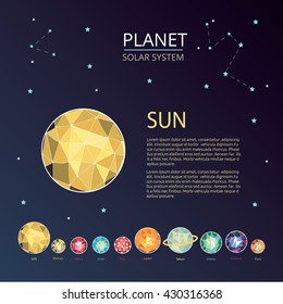 solar system on gem style. sparkling planet.