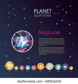 solar system on gem style. sparkling planet.